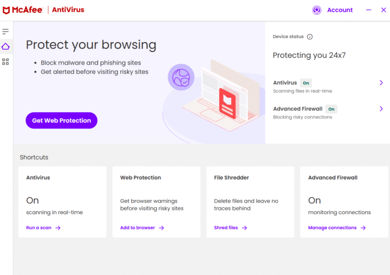 best antivirus for pc 2025 mcafee interface